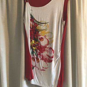 Renuar floral, red and white tank